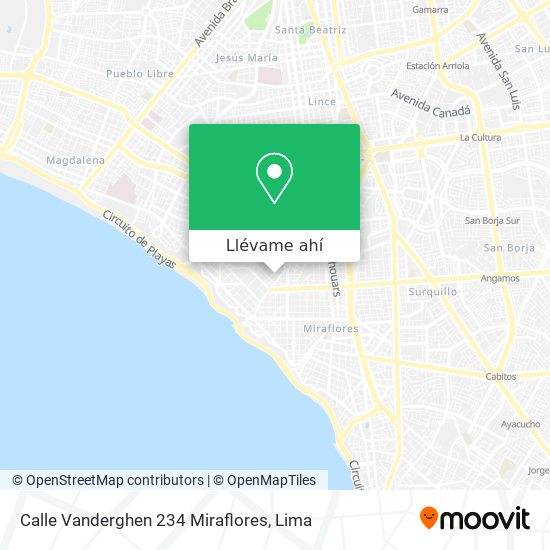 Mapa de Calle Vanderghen 234  Miraflores