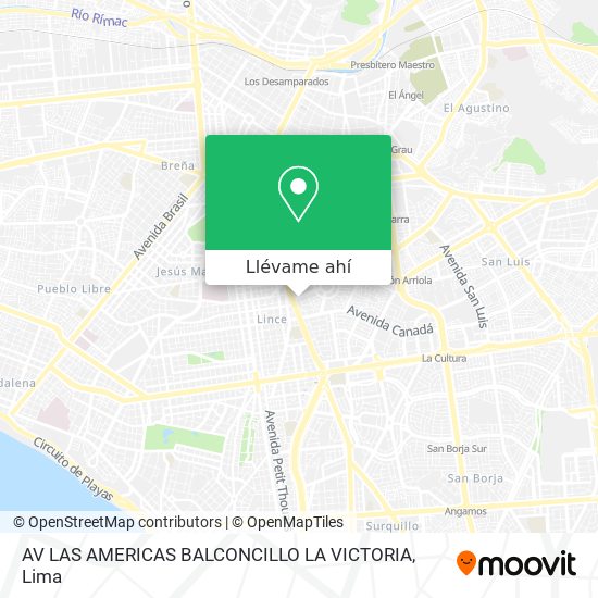 Mapa de AV  LAS AMERICAS BALCONCILLO LA VICTORIA