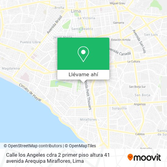 Mapa de Calle los Angeles cdra 2  primer piso  altura 41 avenida  Arequipa Miraflores