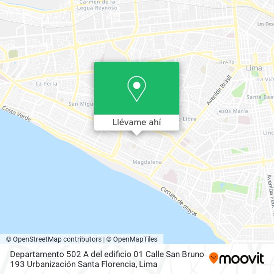Mapa de Departamento 502 A del edificio 01  Calle San Bruno 193   Urbanización Santa Florencia
