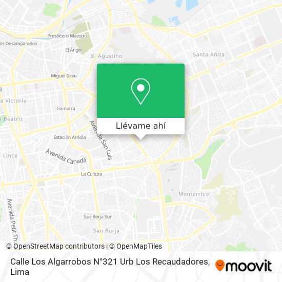 Mapa de Calle Los Algarrobos N°321 Urb  Los Recaudadores