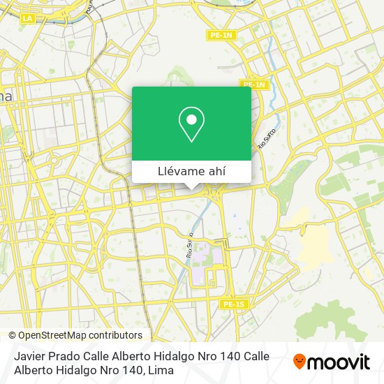 Mapa de Javier Prado  Calle Alberto Hidalgo Nro  140 Calle Alberto Hidalgo Nro  140