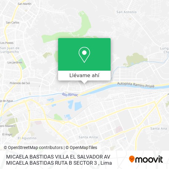 Mapa de MICAELA BASTIDAS VILLA EL SALVADOR  AV MICAELA BASTIDAS RUTA B SECTOR 3