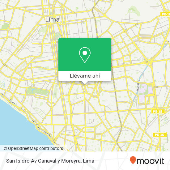 Mapa de San Isidro  Av Canaval y Moreyra