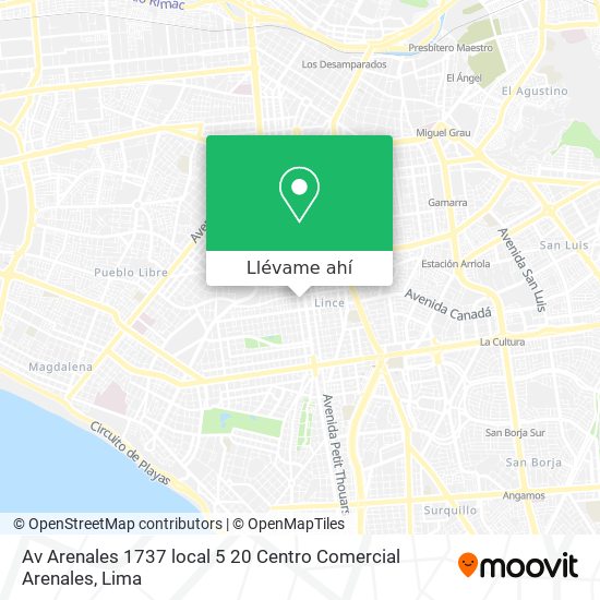 Mapa de Av  Arenales 1737 local 5 20 Centro Comercial Arenales