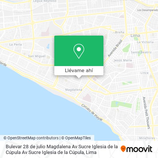 Mapa de Bulevar 28 de julio  Magdalena   Av  Sucre   Iglesia de la Cúpula  Av  Sucre   Iglesia de la Cúpula