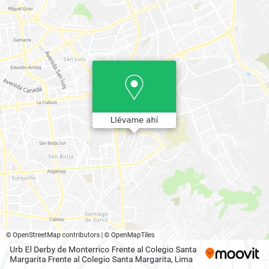Mapa de Urb  El Derby de Monterrico  Frente al Colegio Santa Margarita Frente al Colegio Santa Margarita