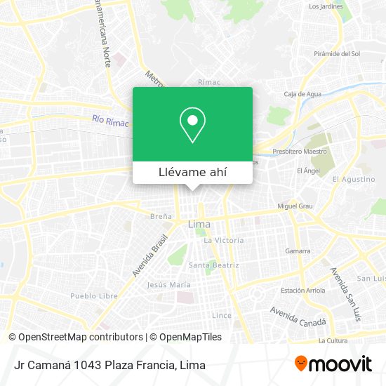 Mapa de Jr  Camaná 1043 Plaza Francia