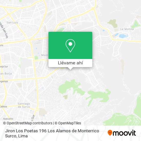 Mapa de Jiron Los Poetas 196   Los Alamos de Monterrico  Surco