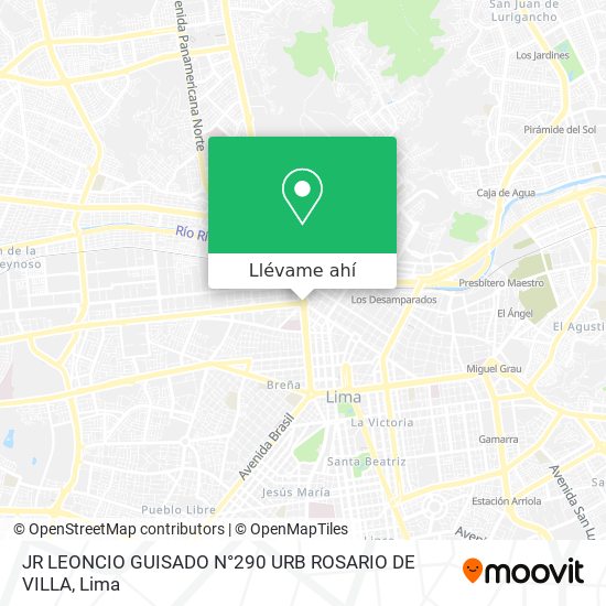 Mapa de JR  LEONCIO GUISADO N°290 URB ROSARIO DE VILLA