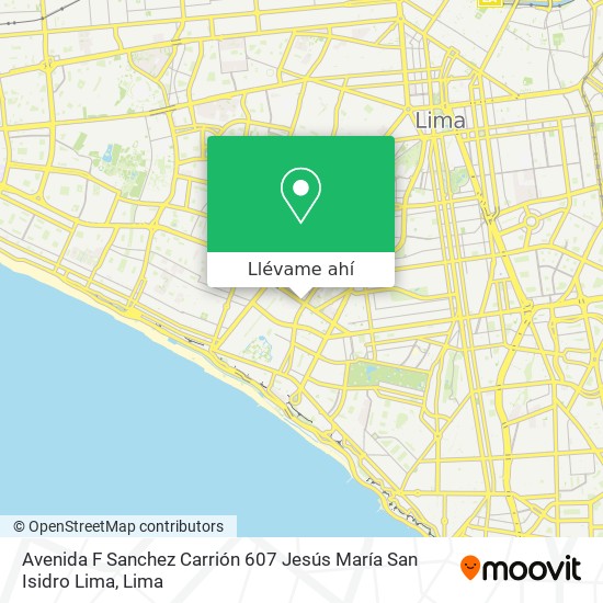 Mapa de Avenida F  Sanchez Carrión 607  Jesús María  San Isidro  Lima