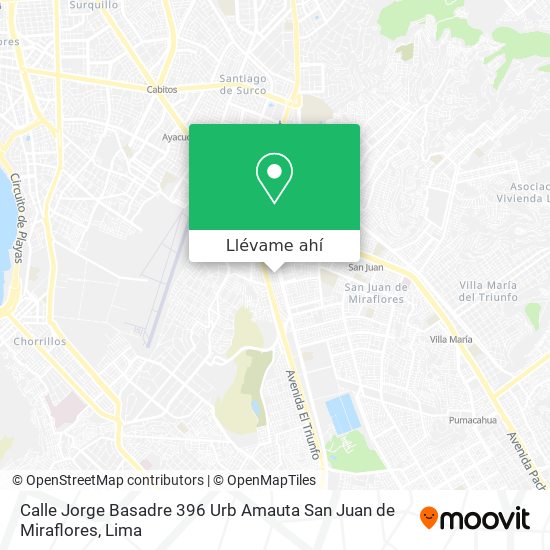 Mapa de Calle Jorge Basadre 396 Urb  Amauta   San Juan de Miraflores