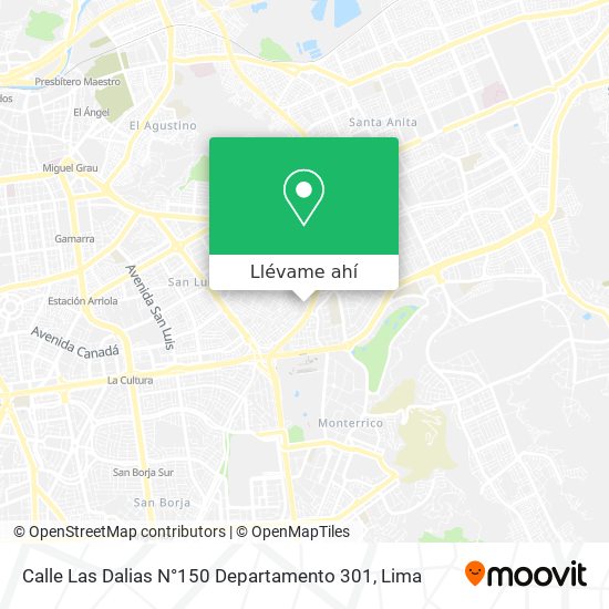 Mapa de Calle Las Dalias N°150 Departamento 301