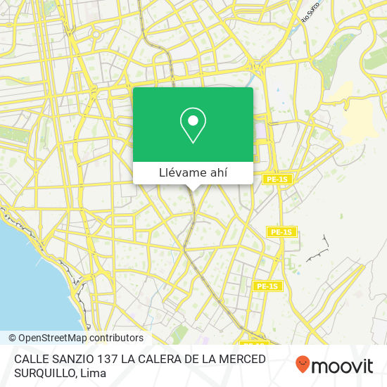 Mapa de CALLE SANZIO 137 LA CALERA DE LA MERCED SURQUILLO