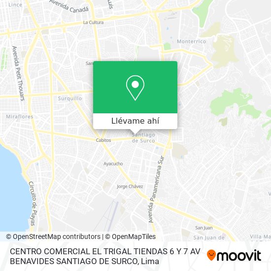 Mapa de CENTRO COMERCIAL EL TRIGAL  TIENDAS 6 Y 7 AV  BENAVIDES   SANTIAGO DE SURCO