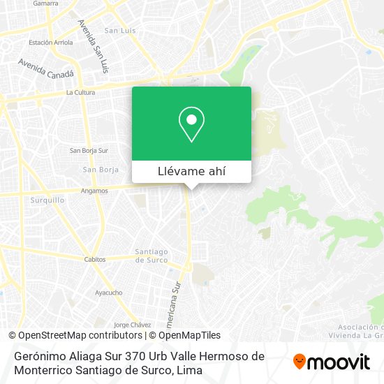 Mapa de Gerónimo Aliaga Sur 370 Urb  Valle Hermoso de Monterrico Santiago de Surco