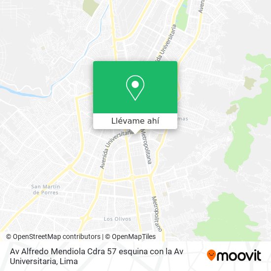 Mapa de Av  Alfredo Mendiola Cdra  57  esquina con la Av  Universitaria
