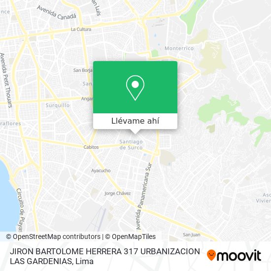 Mapa de JIRON BARTOLOME HERRERA 317 URBANIZACION LAS GARDENIAS