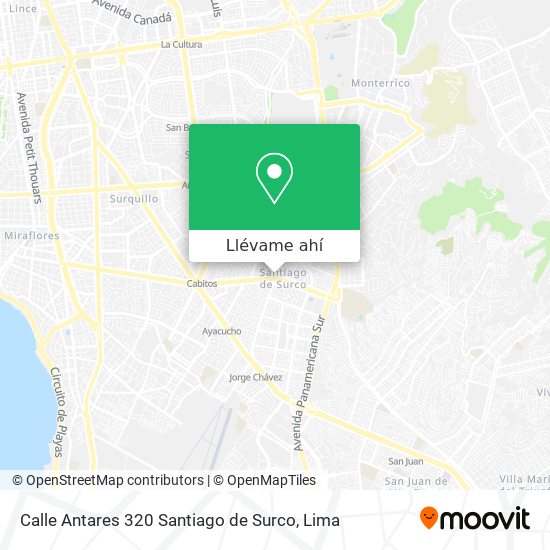 Mapa de Calle Antares 320 Santiago de Surco