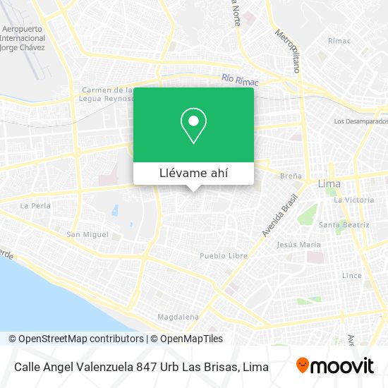 Mapa de Calle Angel Valenzuela 847 Urb  Las Brisas