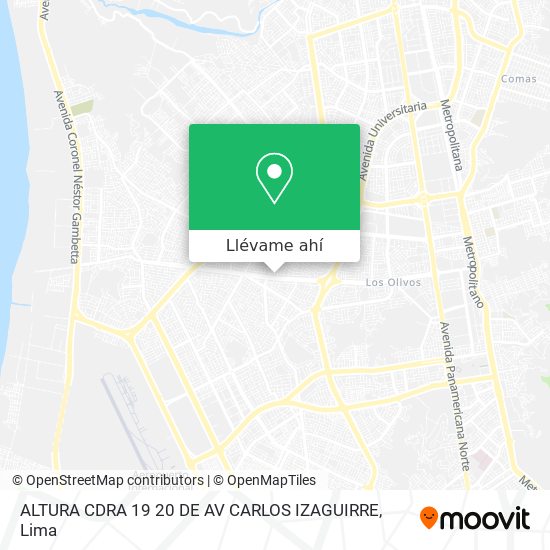 Mapa de ALTURA CDRA  19   20 DE AV  CARLOS IZAGUIRRE
