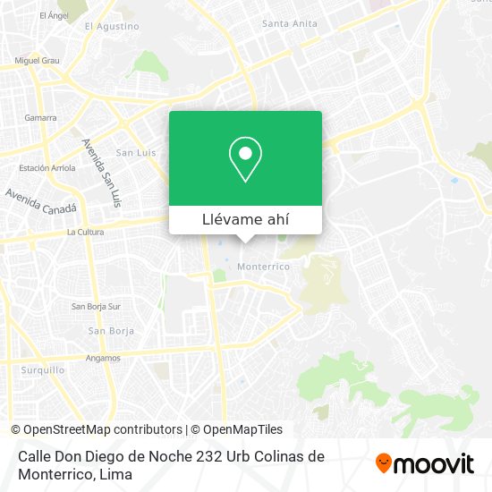 Mapa de Calle Don Diego de Noche 232  Urb  Colinas de Monterrico