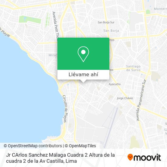 Mapa de Jr  CArlos Sanchez Málaga Cuadra 2  Altura de la cuadra 2 de la Av  Castilla