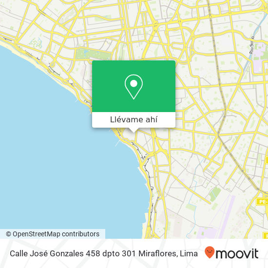 Mapa de Calle   José Gonzales   458 dpto 301 Miraflores