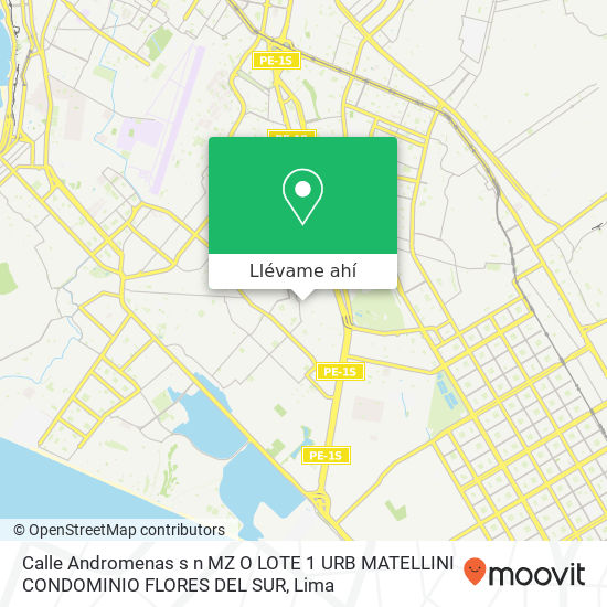 Mapa de Calle Andromenas s n MZ O LOTE 1 URB  MATELLINI CONDOMINIO FLORES DEL SUR