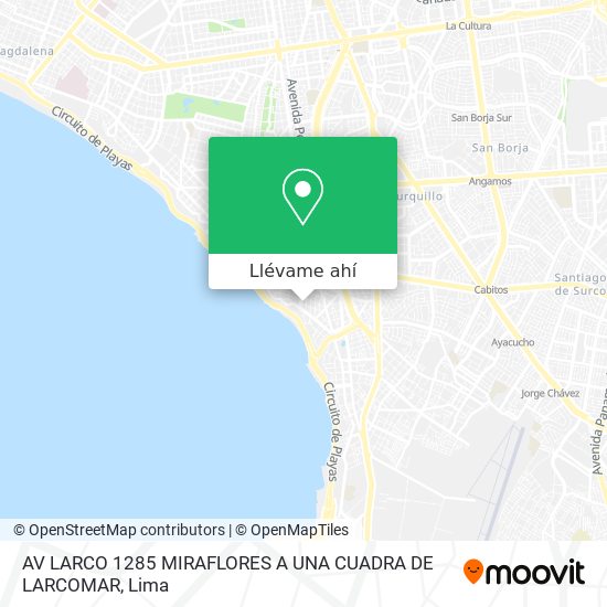 Mapa de AV LARCO 1285 MIRAFLORES A UNA CUADRA DE LARCOMAR