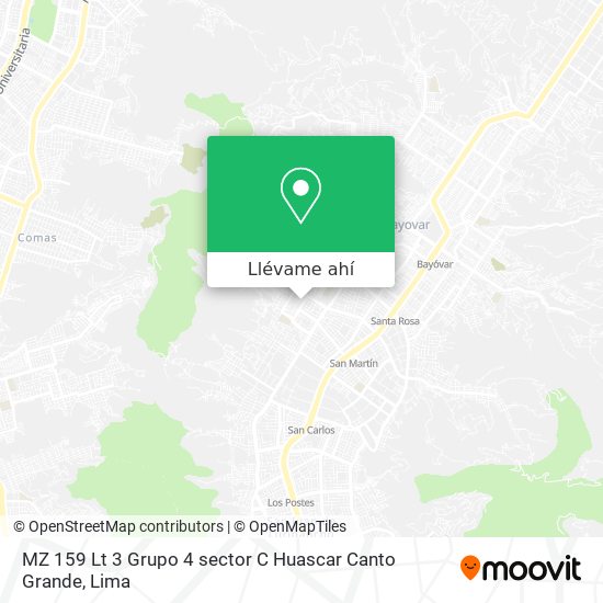 Mapa de MZ 159 Lt 3 Grupo 4 sector C Huascar  Canto Grande