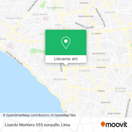 Mapa de Lizardo Montero 555  surquillo