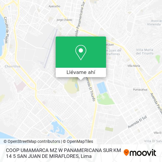 Mapa de COOP  UMAMARCA MZ W PANAMERICANA SUR KM 14 5 SAN JUAN DE MIRAFLORES