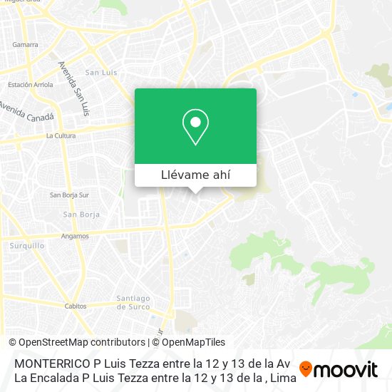 Mapa de MONTERRICO  P Luis Tezza entre la 12 y 13 de la Av La Encalada P Luis Tezza entre la 12 y 13 de la