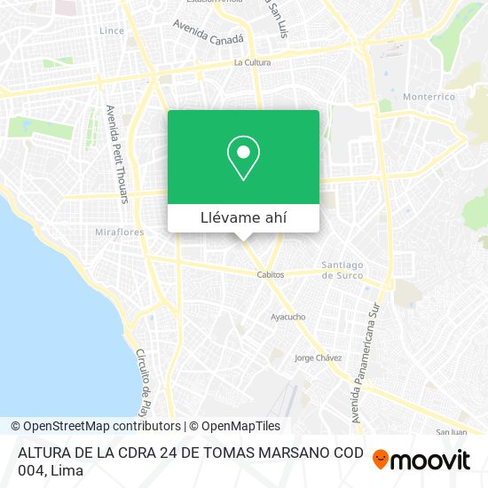 Mapa de ALTURA DE LA CDRA 24 DE TOMAS MARSANO COD  004