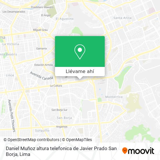 Mapa de Daniel Muñoz  altura telefonica de Javier Prado  San Borja