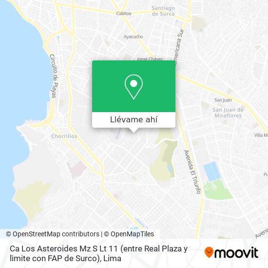 Mapa de Ca  Los Asteroides Mz S  Lt  11 (entre Real  Plaza y lìmite con FAP de Surco)