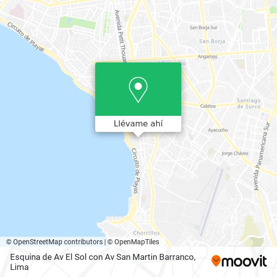 Mapa de Esquina de Av  El Sol con Av  San Martin Barranco