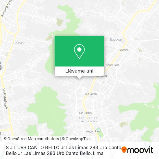 Mapa de S J L    URB  CANTO BELLO  Jr  Las Limas 283 Urb  Canto Bello Jr  Las Limas 283 Urb  Canto Bello