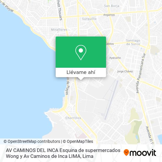 Mapa de AV  CAMINOS DEL INCA  Esquina de supermercados Wong y Av Caminos de Inca   LIMA