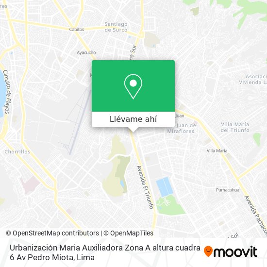 Mapa de Urbanización Maria Auxiliadora  Zona A  altura cuadra 6 Av Pedro Miota