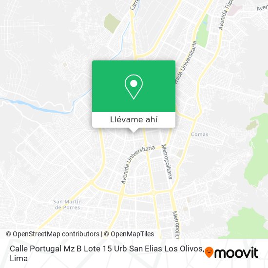 Mapa de Calle Portugal Mz B Lote 15 Urb  San Elias   Los Olivos