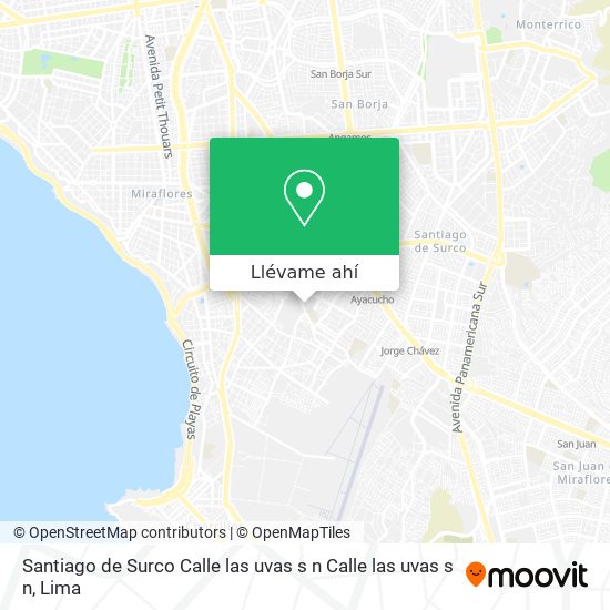 Mapa de Santiago de Surco  Calle las uvas s n Calle las uvas s n