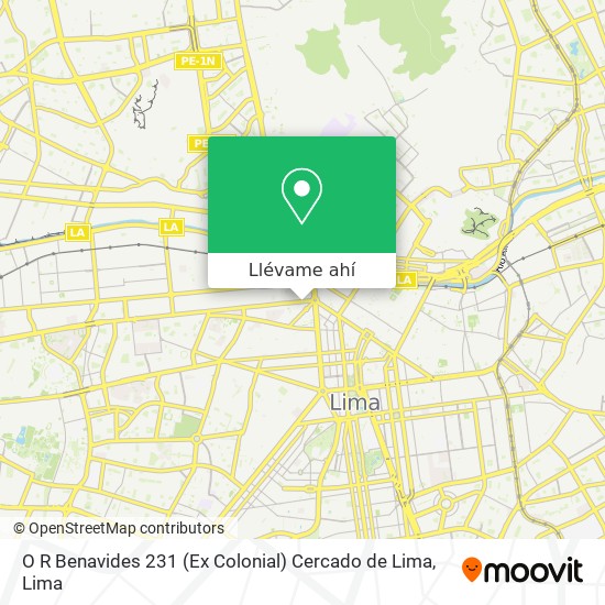Mapa de O  R  Benavides 231 (Ex  Colonial)  Cercado de Lima