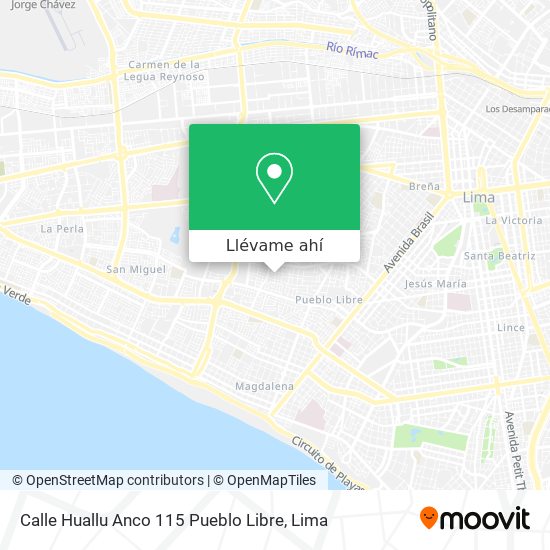 Mapa de Calle Huallu Anco 115 Pueblo Libre