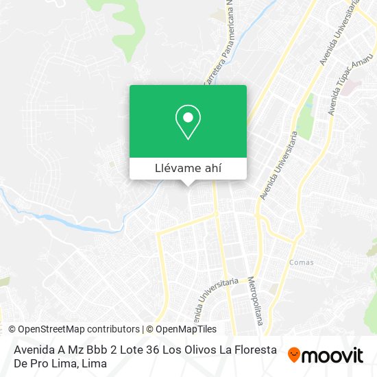 Mapa de Avenida A Mz  Bbb 2 Lote 36 Los Olivos  La Floresta De Pro  Lima