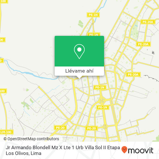 Mapa de Jr  Armando Blondell Mz X Lte 1   Urb  Villa Sol   II Etapa   Los Olivos