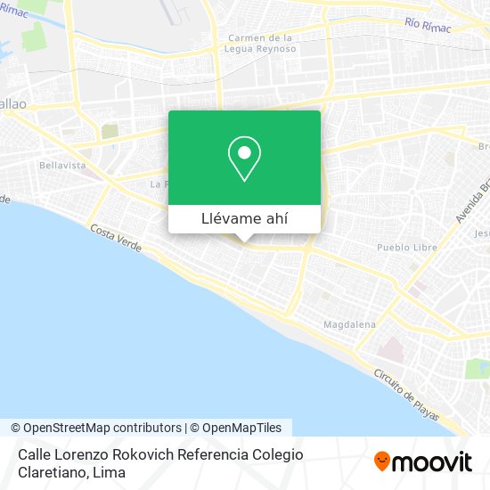 Mapa de Calle Lorenzo Rokovich  Referencia Colegio Claretiano