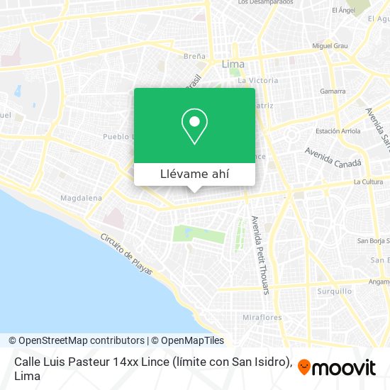 Mapa de Calle Luis Pasteur 14xx  Lince (límite con San Isidro)