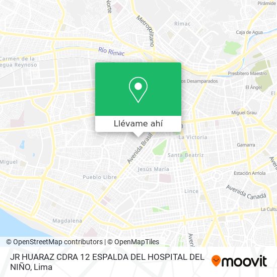 Mapa de JR  HUARAZ CDRA 12 ESPALDA DEL HOSPITAL DEL NIÑO